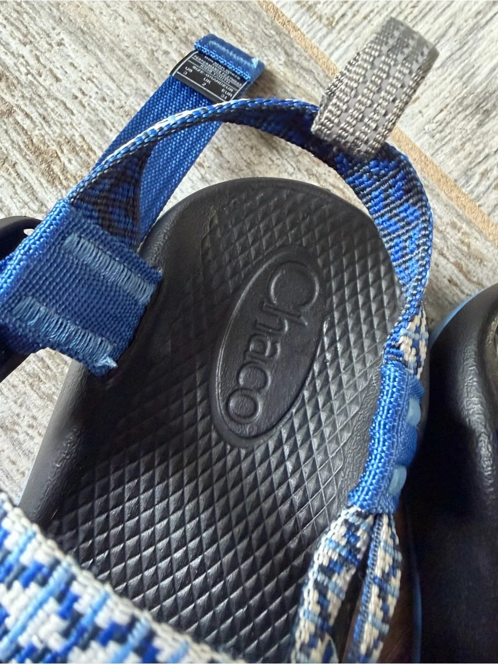 Chaco Kids Blue and White Patterned Strap Sandals